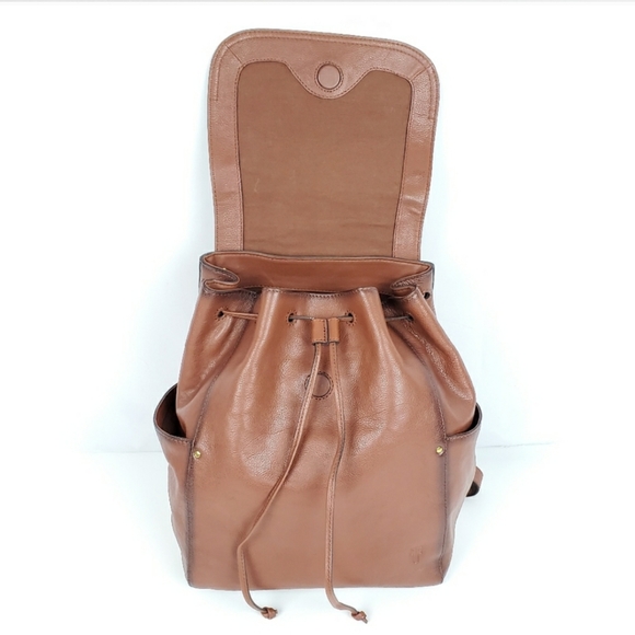 NWT FRYE Olivia Large Backpack Cognac Drawstring - Picture 8 of 8